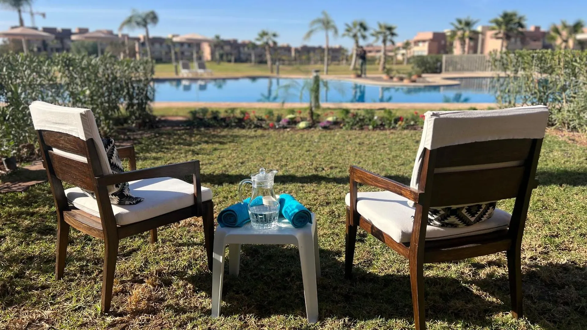Prestigia,Golf, Lux Rez-De-Chaussee, Jardin En Face De La Piscine Et Golf Ideal Pour Passer Des Bons Vacances En Famille Marakéš Apartmán